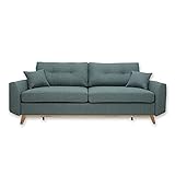 VitaliSpa Schlafsofa Schlafcouch Boxspringsofa Sidney Schlaffunktion Bettkasten (Blau)