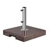 Sekey Sonnenschirmständer mit Edelstahlrohr, Hochwertiger Sockel, für Schirmstöcke bis 32-38 mm, Balkonschirmständer 25KG Quadratisch Braun