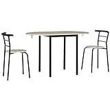 HOMCOM 3 TLG Esszimmergruppe Esstisch-Set mit 2 Stühlen und 1 Ovaler Tisch Küchentisch-Set Essgruppe mit klappbarer Tischplatte für kleine Raume Stahl MDF Natur+Schwarz 120 x 60 x 75 cm