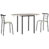 HOMCOM 3 TLG Esszimmergruppe Esstisch-Set mit 2 Stühlen und 1 Ovaler Tisch Küchentisch-Set Essgruppe mit klappbarer Tischplatte für kleine Raume Stahl MDF Natur+Schwarz 120 x 60 x 75 cm