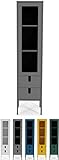 TENZO 8566-014 UNO Designer Vitrine 1 Tür, 2 Schubladen, Grau lackiert, MDF + Spanplatten, matt Soft-Close Funktion, 178 x 40 x 40 cm (HxBxT)