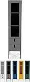 Tenzo 8566-014 UNO Designer Vitrine 1 Tür, 2 Schubladen, Grau lackiert, MDF + Spanplatten, matt Soft-Close Funktion, 178 x 40 x 40 cm (HxBxT)