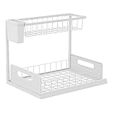 NEZIMI Ordnungssysteme Schubladen Organizer unter der Spüle und Aufbewahrung Küchenorganisation und Aufbewahrung 1 Packung L-förmiger 2-stöckiger Badezimmer-Organizer Verbesserter (White, One Size)