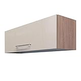 Flex Well Klapp-Hängeschrank Nepal - Küchenschrank - Breite 100 cm - Creme glänzend/Eiche Sonoma