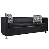 JUNZAI 3-Sitzer-Sofa, Wohnzimmer Couch, Wohnzimmer Möbel, Jugendsofa, Liege Wohnzimmer, Sofas & Couches, Jugend, Kunstleder Schwarz