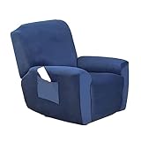 DEZYPZAM Sesselschoner, Stretchhusse für Relaxsessel, 4 Stück, Samt, Stretch-Liegestuhlbezüge, Elastisch Bezug für Fernsehsessel Liege Sessel (Blau)