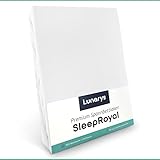 Lunarys® SleepRoyal Luxus Spannbettlaken 270x200 cm - Weiß - 250 g/m² Premium Bettlaken - 40 cm Steghöhe - für hohe Matratzen, Boxspringbett/Matratze + Topper & Wasserbett - Stretch Jersey