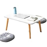 XYLUAKY Holz Klappbarer Couchtisch Rechteck, Boden Sitzend Niedriger Tisch Kleiner Raum Minimalistischer Japanischer Tatami Raum, Geeignet Für Studium, Arbeit, Lesen,Weiß,70cm