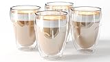MULHIM Latte Macchiato Gläser Doppelwandig 𝐎𝐫𝐢𝐠𝐢𝐧𝐞𝐥𝐥𝐞𝐬 𝐃𝐞𝐬𝐢𝐠𝐧 - Thermogläser Doppelwandig Gläser aus Borosilikatglas(4x350ml) - Doppelwandige Kaffeegläser Cappuccino Gläser Teegläser