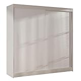 Sofnet Kleiderschrank Basti X 200 cm - Schwebetürenschrank mit Kleiderstange und Einlegeboden, Schlafzimmerschrank mit 2 Türen, Schiebetürenschrank 200x215x58 cm (Weiß)