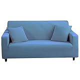 PWZYBXL Stretch Elastische Sofabezug, Weiche rutschfest Sofahusse Mit 2 Kissenbezügen rutschfest Strapazierfähige Couchbezug Waschbar Möbelschutz-blau-XL