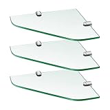 S'AFIELINA Glasregal Duschablage 6mm Glas Eckregal Hartglas Glasablage Dusche Glas Ablage für Badezimmer Dusche Ablage 23cm x 23cm (3 Stück)