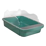 Offene Haustier-Katzentoilette, Tiefe Toilette, Sandkasten, Heimtierbedarf, Katzentoilette for Hauskatzen, 48 x 37 x 20 cm, grau Mülleimer (Color : 48x37x20cm Green)