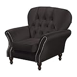 S-Style Möbel Anton Chesterfield Sessel Loungesessel Lesesessel Coctailsessel Clubsessel Mini Sofa 1-Sitzer Couch Wohnzimmer Möbel 122x95x98 cm Braun