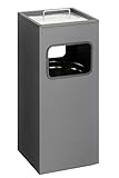 Durable Papierkorb Metall mit Ascher, entnehmbarer Inneneimer und Ascher, eckig, anthrazit, 333158