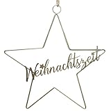 Werner Voß Stern zum Hängen 'Weihnachtszeit' Gold Metallstern Weihnachtsdekoration Dekostern Weihnachtsstern Hänger 40 cm