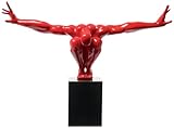 Deko Objekt Athlet, Rot, moderne, große Dekorationsfigur auf Marmor Sockel, Fitness Statue Design Mann, Skulptur, (H/B/T) 52x75x23cm