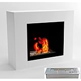 GLOW FIRE Alta Ethanol Kamin, Bioethanol Kamin Indoor mit 2,6 KW Heizleistung, Ethanol Standkamin mit 7h Brenndauer, Kaminofen Weiß