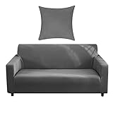 NAKIHOUSE Sofa Überwürfe Sofabezug mit einem Kissenbezug, Stretch elastische Sofahusse Sofa Abdeckung in Grau Farbe für 1/2/3/4 Sitzer（L-förmiges Ecksofa erfordert Zwei）