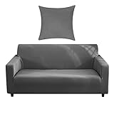 NAKIHOUSE Sofa Überwürfe Sofabezug mit einem Kissenbezug, Stretch elastische Sofahusse Sofa Abdeckung in Grau Farbe für 1/2/3/4 Sitzer（L-förmiges Ecksofa erfordert Zwei）