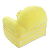 Kinder-Schlafsofa, faltbar, weiches Cartoon-Klappsofa, breite Armlehne, 2-in-1, waschbar, für Wohnzimmer(Gelb)