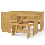 JKYOU 3 tlg. Essgruppe Honigbraun Massivholz Kiefer mit Eckbank Maße: 151 x 118,5 x 85 cm (L x B x H)