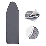 Einstellbar Bügelbrettbezug 120x40 für Dampfbügelstation,Bügelbretter von 33–46cm x 115–130cm,100% Baumwolle Bügelbrett Bezug,Bügelauflage für Bügelbrett.Ironing Board Cover mit elastischem Verschluss