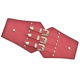 BENGBENG Herbst und Winter Damen Taille Seal Retro Muster Schnalle Kopf Kunstleder Elastischer Breiter Gürtel