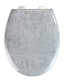 WENKO 23577100 Premium WC-Sitz Concrete (Toiletten-Sitz mit Absenkautomatik, 300 kg Belastung, Duroplast) 37 x 44.5 cm, Mehrfarbig