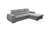 mb-moebel Ecksofa mit Schlaffunktion Eckcouch mit Bettkasten Sofa Couch L-Form Polsterecke NILUX (Hellgrau, Ecksofa Rechts)