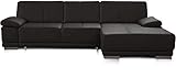 CAVADORE Ecksofa Corianne / Ledercouch inkl. Armteilverstellung und Longchair / 282 x 80 x 162 / Echtleder, braun