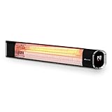 Blumfeldt Dark Wave Infrarotstrahler, Heizstrahler Terrasse, MinimalGlare Heating Tube: Goldbeschichtete Carbonröhre, 9 Heizstufen, Timer, IP65, LED-Display, Deckenheizstrahler mit 2000 W,