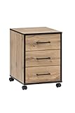 Möbelpartner Montana Rollcontainer 146466, Holzdekor, Eiche Landhaus Dekor, 40,1 x 50 x 57 cm