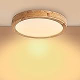 Baerolc LED Deckenleuchte Holz, 30CM Rund Deckenlampe LED Lampe Wohnzimmer 20W 3000K Warmweiß Deckenleuchte aus Eiche Rund Holz Lampe für Schlafzimmer/Büro/Küche/Kinderzimmer/Flur/Balkon…