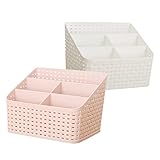 Alipis 2-Teilige Box Geteilt Für Kunststoff-Rattan-Caddy Fachhalter Büroaufbewahrung Schmuckkorb Arbeitsplatte Kosmetikaufbewahrung Organisation Flaschenbehälter Pinseletuis