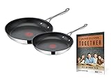 Tefal E304S2 Jamie Oliver Cook´s Direct On 2-teiliges Bratpfannen-Set + 'Together' Booklet mit 10 Rezepten | 24, 28 cm | Induktionsgeeignet | Spülmaschinengeeignet | Thermo-Signal | Edelstahl