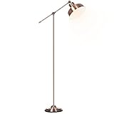 HOMCOM Stehlampe, Industrielle Stehleuchte mit Verstellbarem Schirm, Standleuchte E27 Fassung, Metall, Rotbronze, 68,5 x 25 x 148cm