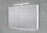 Intarbad ~ Spiegelschrank 100 cm mit Multi LED Acryl Aufsatzleuchte Doppelspiegeltüren Shorewood IB1940