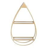 Wandregal Schweberegal Nordic Wandregal 2 Etagen Schweberegal für Küche Schlafzimmer Wohnzimmer Glas & Gold Metall Montierte Regale Dekorative Hängeregale Vormontiertes Regal