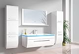 Badmöbelset Hochglanz Weiß - Badezimmermöbel Badmöbel Set mit Waschbecken - Vormontierte Komplettprogramme für Badezimmer - Bademöbel Angebot Doppelwaschbecken mit Waschbeckenunterschrank
