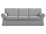 MASTERS OF COVERS Sofabezug für IKEA Ektorp 3-Sitzer, Sofa Überzug, Ektorp 3 er Couch Bezüge, Schonbezug Sofa, 218 cm x 88 cm x 88 cm (Hellgrau, Polyester)