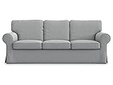 MASTERS OF COVERS Sofabezug für IKEA Ektorp 3-Sitzer, Sofa Überzug, Ektorp 3 er Couch Bezüge, Schonbezug Sofa, 218 cm x 88 cm x 88 cm (Hellgrau, Polyester)