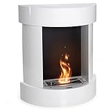 LILIMO Wandkamin Elite | 95 x 40 x 110 cm | Freistehender Bio-Ethanol Kamin | in weiß | Ethanol Kamin Indoor und Outdoor | Bio Ethanol Kaminofen Indoor, Balkon- und Terassenkamin