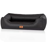Knuffelwuff orthopädisches Hundebett Montana aus Kunstleder XL 105 x 75cm Schwarz