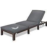 KESSER® Sonnenliege Polyrattan Palma Gartenliege mit Auflage für Balkon, Garten, Terrasse, Innen- und Außen, 5-Fach verstellbar Rücklehne Relaxliege Liegestuhl klappbare 195 x 65 x 23 cm, Anthrazit