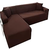 Sofabezug Ecksofa ​spannbezug L Form Links Beige/schwarz/braun /grau Couch Bezug Fur Eckcouch U Form 3er 2 Sit Universal Sofa Abdeckung Hund Rutschfest Sofa Überwürfe ( Color : A , Size : 190-230cm )