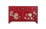 Fine Asianliving Chinesisches Sideboard Vintage Rot Handgemalt - Orientique Sammlung B140xT35xH85cm China Chinesische Kommode chinesischer Schränke China Möbel Orientalischer Asiatischer