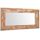 vidaXL Teak Dekorativer Spiegel Handgefertigt mit 4 Aufhängehaken Holzspiegel Wandspiegel Flurspiegel Dekospiegel Hängespiegel 120x60cm