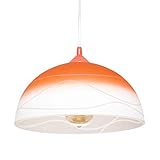 Licht-Erlebnisse ADANIA Hängelampe Glas Orange Weiß Vintage Design E27 knallige Pendelleuchte Küche