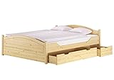 Erst-Holz® Massivholzbett Landhausstil 160x200 Doppelbett Kiefer V-60.30-16, Ausstattung:mit Bettkasten ohne Rollrost